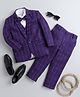 Jeet Ethnics Full Sleeves Checked 4 Piece Party Suit Set With Bow - Navy Blue