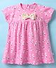 CUCUMBER Interlock Knit Half Sleeves Frock with Bow Print & Applique - Dark Pink