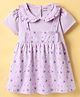 CUCUMBER Interlock Knit Half Sleeves Peter Pan Collar Frock With Heart Print - Lilac