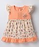 CUCUMBER Interlock Knit Frill Sleeves Frock With Cake & Ice Cream Print - Orange