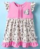 CUCUMBER Interlock Knit Frill Sleeves Frock with Bunny Print & Frill Detailing - Pink