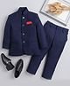 Jeet Ethnics Full Sleeves Solid Jodhpuri Coat & Pant Set - Navy Blue