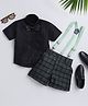 Jeet Ethnics Cotton Blend Half Sleeves Solid Shirt & Checked Shorts With Bow & Suspender Set - Green