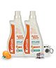 Ethiek Natural Laundry Liquid Detergent | Pack of 2 | Fresh Orange| Top Load, Front Load Washing Machine & Hand Wash Friendly | Organic, Eco-Friendly, Non-Toxic | Tough on Stains, Safe for Kids - 1000 ml Each