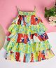 StyloBug Cotton Sleeveless Abstract Printed Layered Dress - Multi Colour