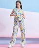 StyloBug Viscose Rayon Sleeveless Tie Dye Shirt Style Top & Coordinating Pant Set - Multi Colour
