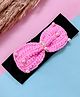 Little Peas Bow Crochet Designed Pearl Embellished Headband - Black & Light Pink