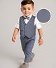 Mark & Mia Cotton Woven Full Sleeves Solid Color 3 Pieces Party Suit with Bow - Light Grey