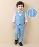 Mark & Mia Cotton Woven Full Sleeves Striped 3 Piece Party Suit with Bow - Light Blue