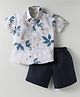 Rikidoos Cotton Half Sleeves Floral Printed Shirt With Shorts Set - White & Blue