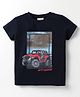 Lazy Bones Sinker Half Sleeves T-Shirt With Jeep Print - Navy Blue