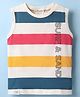 Ollypop Sinker Knit Sleeveless Tank T-Shirt with Stripes - Navy Blue & Red