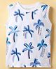 Ollypop Sinker Knit Sleeveless Tank T-Shirt with Tropical Print -  Blue & White