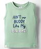 Ollypop Sinker Knit Sleeveless Tank T-Shirt with Text Print - Sea Green