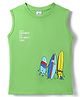 Ollypop Sinker Knit Sleeveless Tank T-Shirt with Surf Board Print - Green