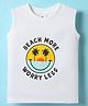 Ollypop Sinker Knit Sleeveless Tank T-Shirt with Beach More Worry Less Text Print - White