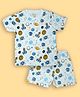 Lil' Roos Cotton Knit Half Sleeves Space Theme Printed Coordinating Tee & Shorts Set - White
