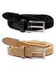 Stol'n Set Of 2 Cable Knit Designed Belts - Brown & Black