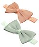 Stol'n Set Of 2 Bow Applique Detailed Headbands - Peach & Sea Green