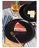 VONCASA  Round Full Plates, Black, Hammered Melamine, Pack Of 6