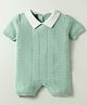 ToffyHouse Cotton Knit Half Sleeves Solid Romper - Mint Green