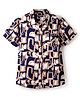 Pine Kids Viscose Woven Half Sleeves Abstract Printed Shirt - Navy Blue