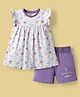 CUCUMBER Sinker Knit Sleeveless Frock & Shorts with Space Theme Print - Lilac