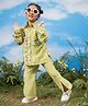 Vastramay Cotton Blend Full Sleeves Floral & Monkey Printed Shirt & Coordinating Pant Set - Green