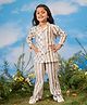 Vastramay Cotton Blend Full Sleeves Striped & Animals Printed Shirt & Coordinating Pant Set - Multi Colour