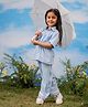 Vastramay Silk Blend Half Sleeves Frill Detailed Shirt & Pant Set - Aqua Blue