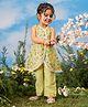 Vastramay Cotton Blend Sleeveless Animals Printed Lace Detailed Coordinating Top & Pant Set - Green
