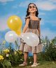 Vastramay Cotton Cap Sleeves Floral Printed Tiered Dress - Black