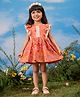Vastramay Cotton Sleeveless Floral Printed & Lace Detailed Dress - Pink
