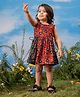 Vastramay Cotton Sleeveless Floral Printed Dress - Rust Orange