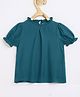 Chuppan Chupai Rayon Half Puffed Sleeves Solid Top - Firozi Blue