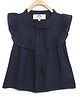 Chuppan Chupai Rayon Sleeveless Frill & Bow Applique Detailed Top - Navy Blue