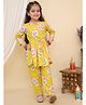 AATYA KIIDS Cotton Three Fourth Sleeves Floral Printed Kurta With Pant - Mustard