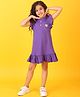 Anthrilo Cotton Flutter Sleeves Heart Patch Detailed Dress - Purple