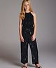 Cherry Crumble By Nitt Hyman Sleeveless Sequins & Beads Embellished Abstract Designed Jumpsuit - Black