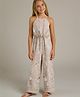 Cherry Crumble By Nitt Hyman Sleeveless Sequins & Beads Embellished Abstract Designed Jumpsuit - Beige