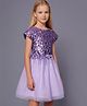 Cherry Crumble By Nitt Hyman Cap Sleeves Sequins Embellished Dress - Lavender