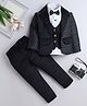 Fourfolds Full Sleeves Abstract Embroidered 3 Piece Party Suit Set With Bow - Grey