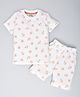 Hrit Cotton Sinker Half Sleeves Nautical Theme Printed Coordinating Tee & Shorts Set - White