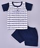 Kiwi Cotton Half Sleeves Musical Notes Printed Tee & Shorts Set - White & Blue
