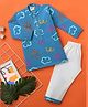 Desi Soota Cotton Full Sleeves Clouds & Sun Printed Coordinating Kurta Pyjama Set - Blue