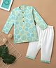 Desi Soota Cotton Full Sleeves Mandala Circle Printed Coordinating Kurta Pyjama Set - Turquoise