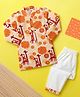 Desi Soota Cotton Full Sleeves Giraffe  Printed Coordinating Kurta Pyjama Set - Cream
