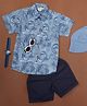 Desi Soota Cotton Half Sleeves Robot Printed Shirt & Shorts Set - Blue