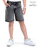 Arias Cotton Woven Washed Shorts With Stretch - Black