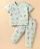 ToffyHouse Knitted Half Sleeves Co-ords Night Suit with Unicorn Print - Green
